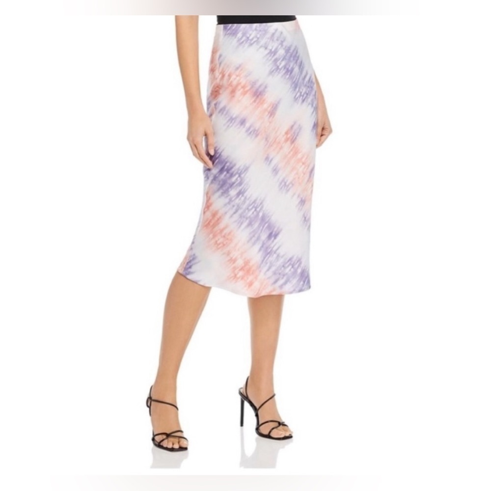 Tie-dye Effect Satin Slip Midi Skirt